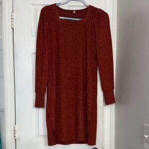 Long-sleeved, Ribbed Knit Dress